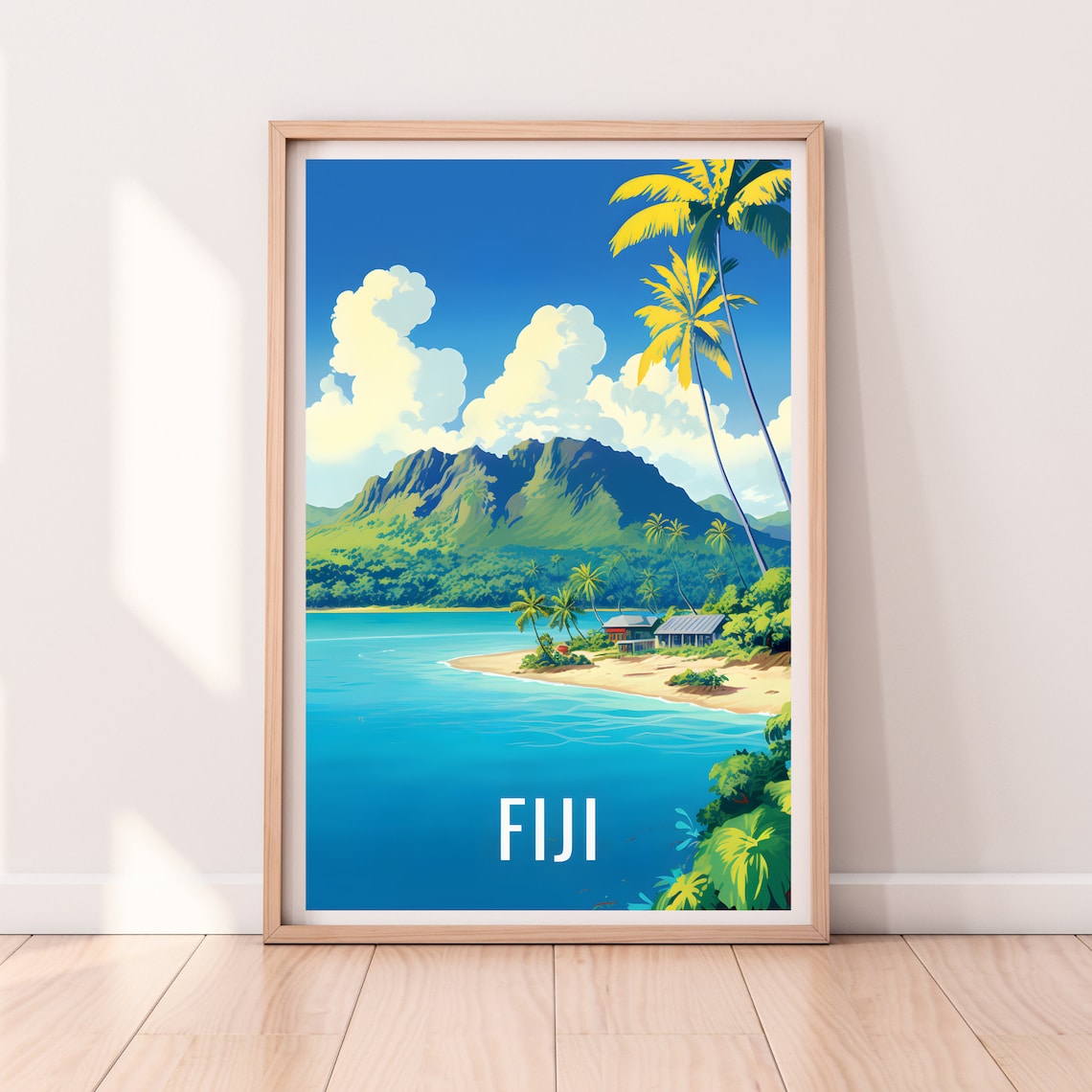 Fiji Tropical Island Beach Paradise Lagoon Vintage Travel Poster - Image 2