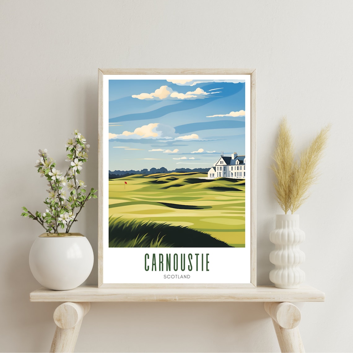 Carnoustie Scotland Clubhouse Links Golf Course Travel Poster - Image 2