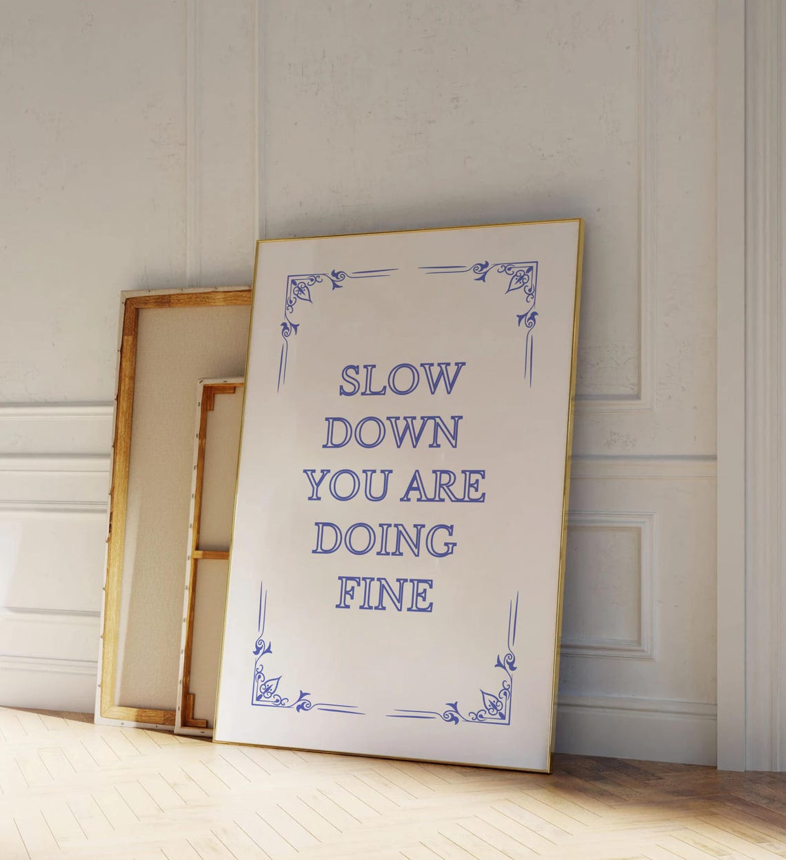 Slow Down Youre Doing Fine Wall Art Blue Dorm Room Decor Affirmation Poster Daily Reminder Trendy Wall Art Uplifting Quote Print - Image 4