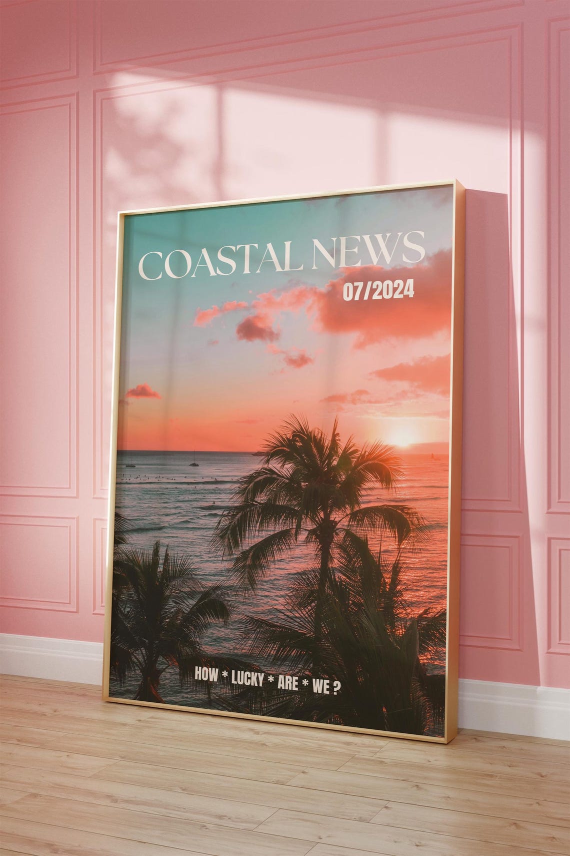 Coastal News Sunset Palm Trees July 2024 Magazine Cover Poster - Image 2