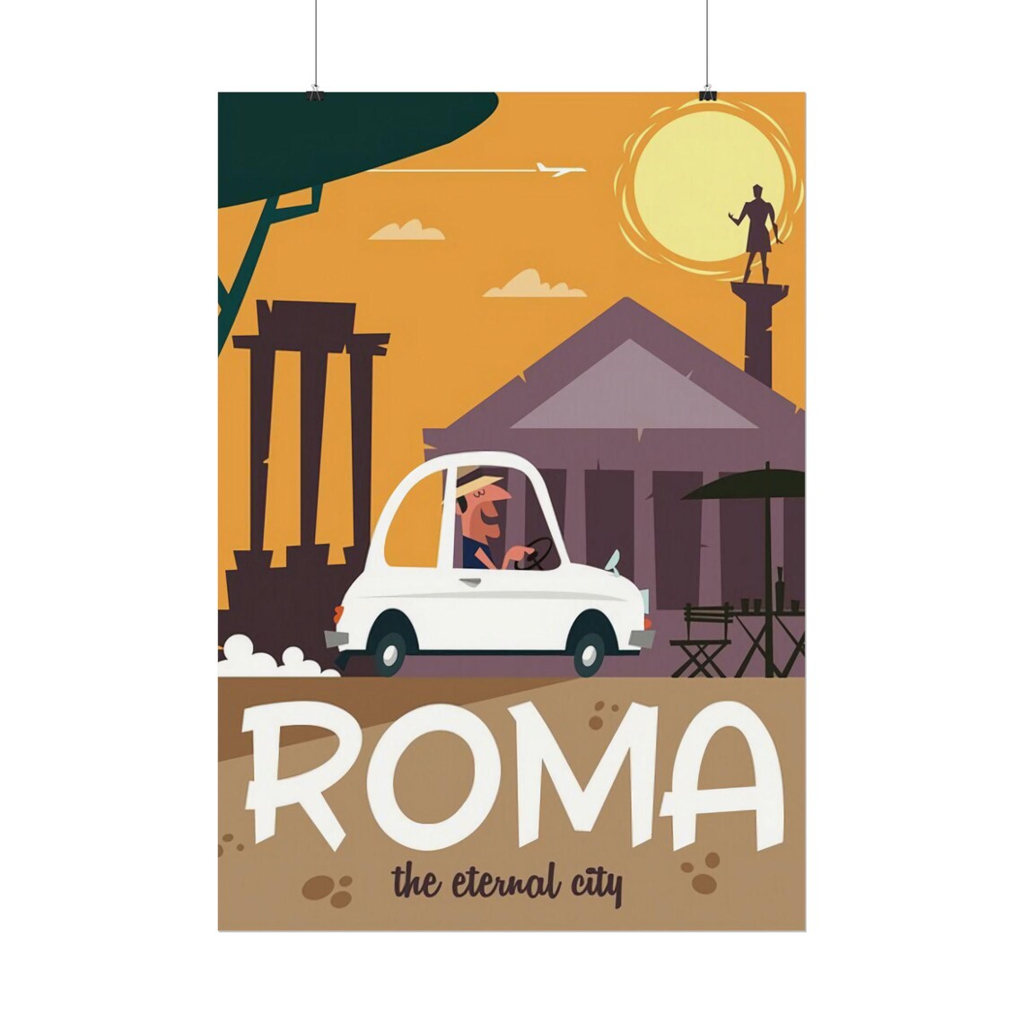 Roma the Eternal City Orange Sunset Classic Vintage Travel Poster - Image 2
