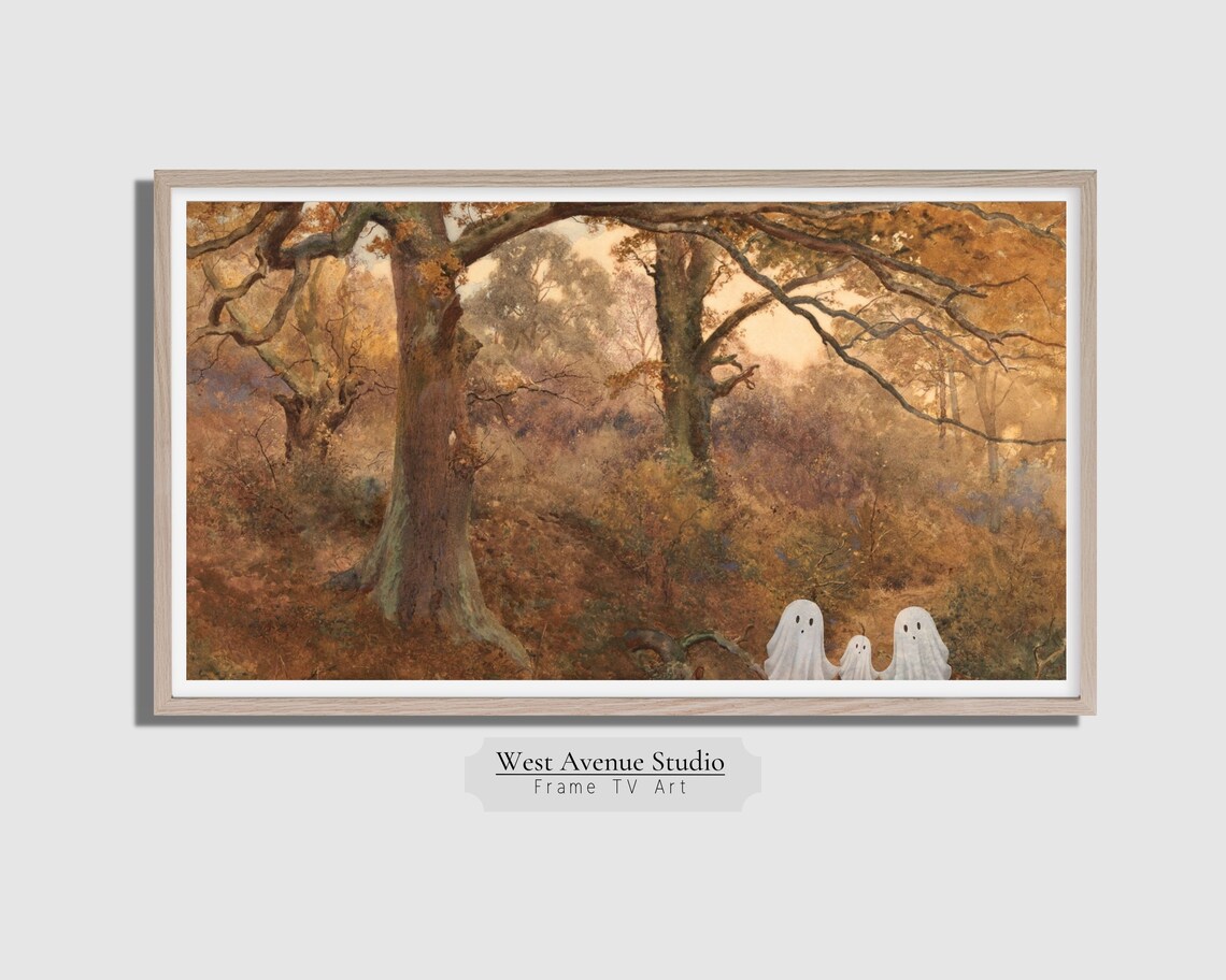Halloween Ghost Family Vintage Halloween Art Print - Image 3