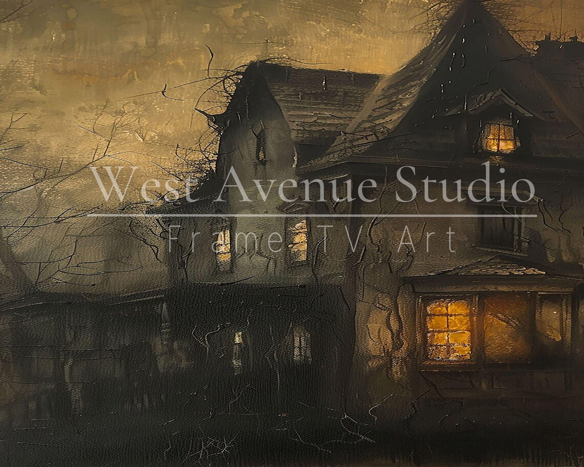 Set Of 20 Halloween Art Bundle Ghosts Witches Haunted Houses Fall Poster - Image 3