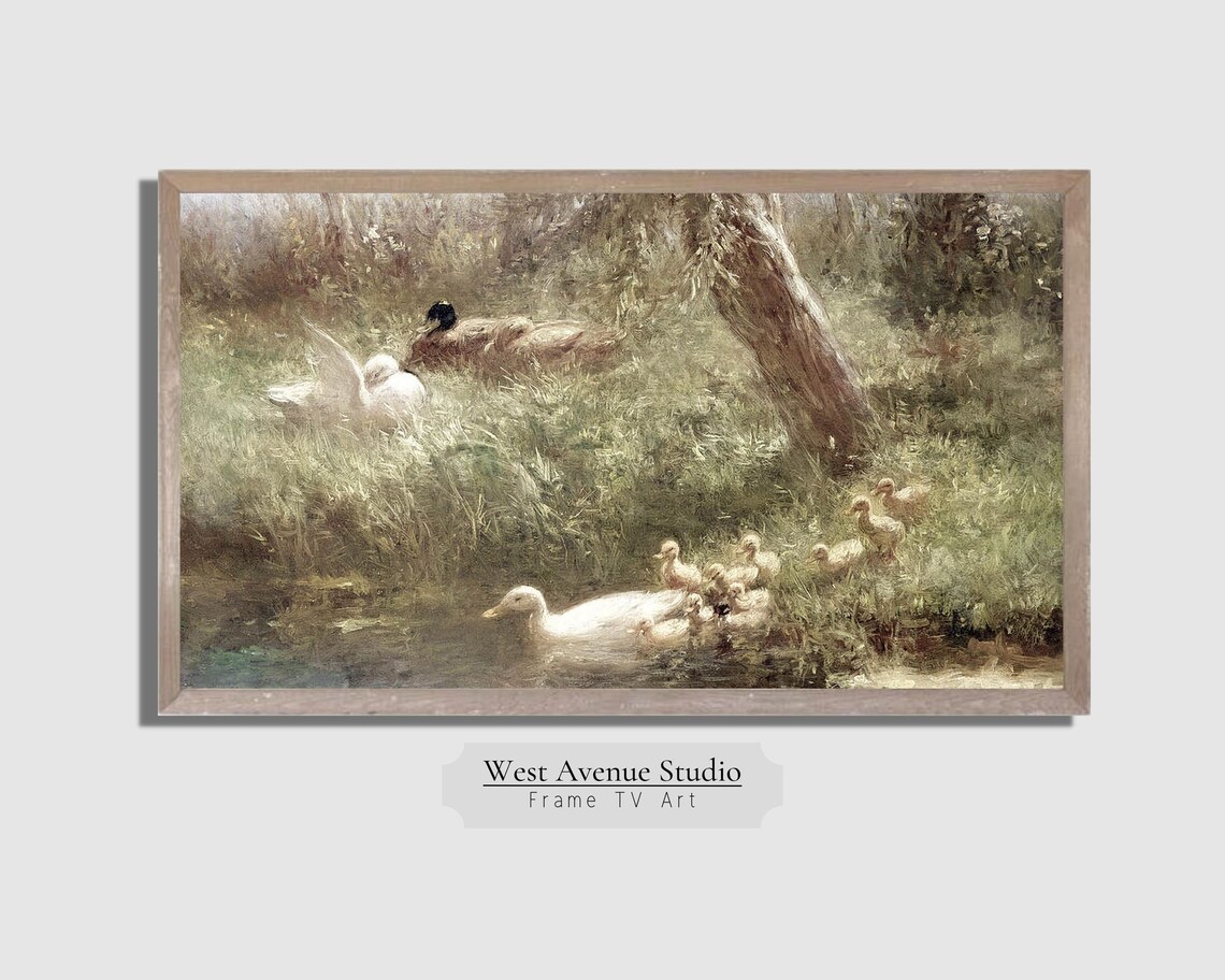 Vintage Duck Painting Spring Farmhouse Art Print