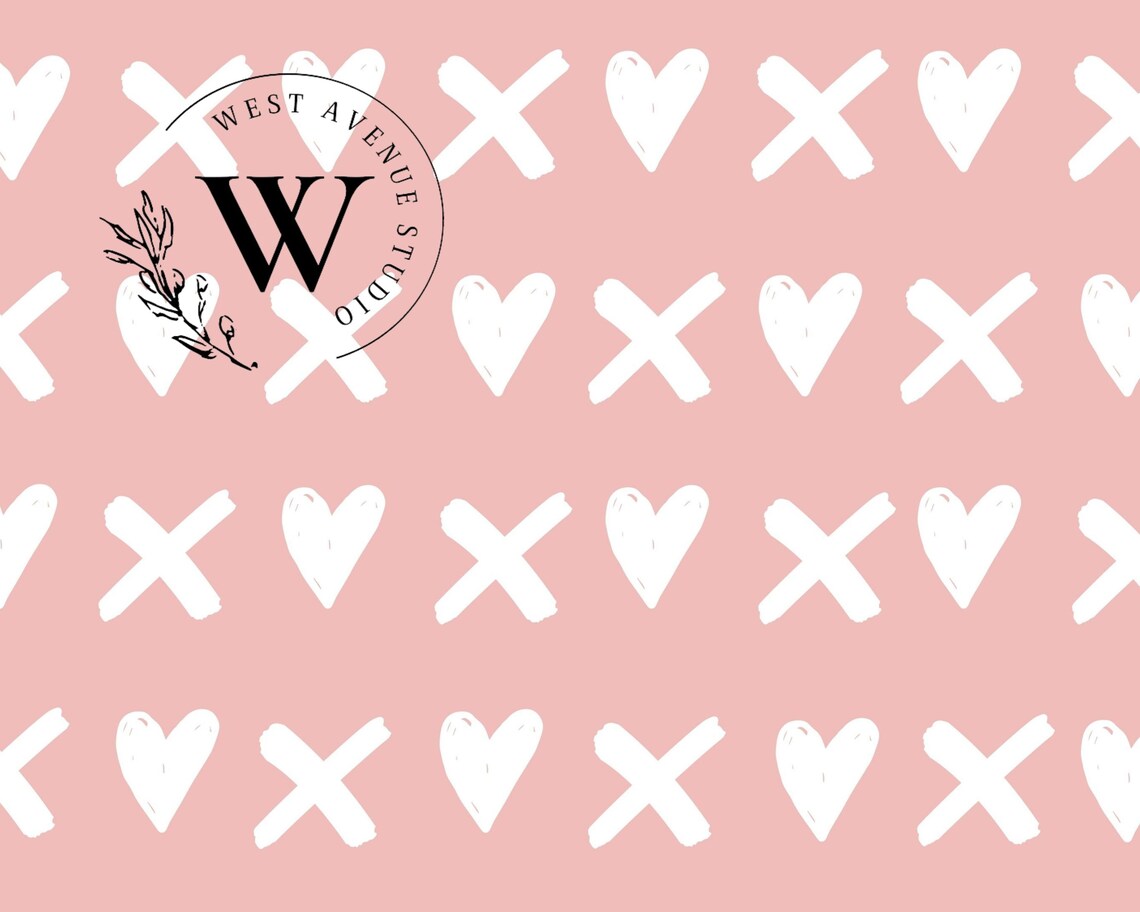 Pink XO Hugs Kisses Heart Pattern Cute Valentines Day Wall Art Poster - Image 3