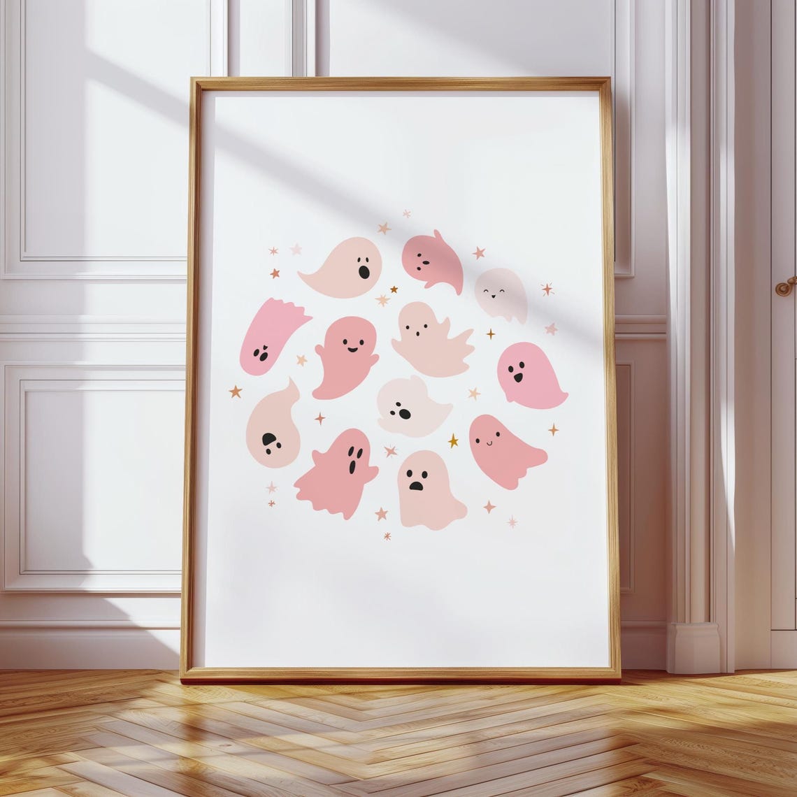 Pastel Pink Ghosts Cute Halloween Spooky Kawaii Decor Poster