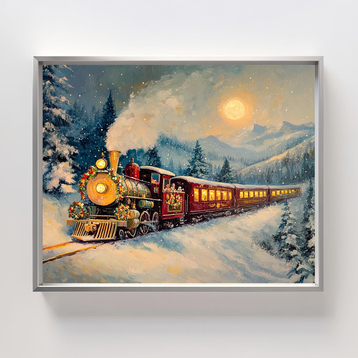 Christmas Polar Express Train, Festive Winter Scene
