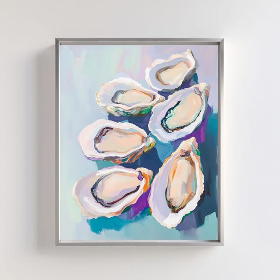 Abstract Oyster Art Print, Minimalist Coastal Decor