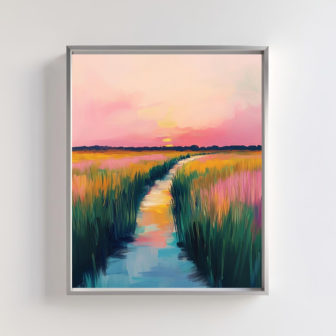 Artful Sunset Print Lowcountry Marsh Print Rural Landscape Murals Decor Flowerful Meadow Art Printful Country Art Relaxant Art