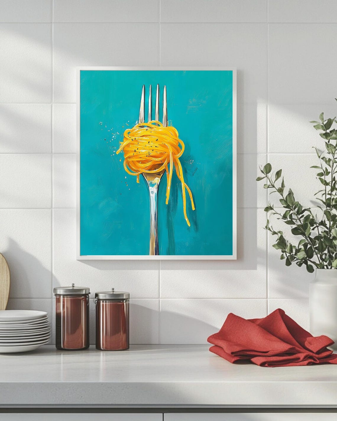 Retro Pasta Spaghetti Kitchen Humor Poster Print - Image 3