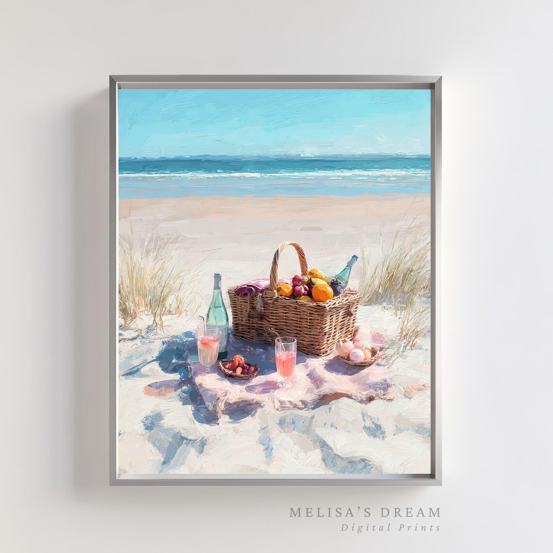 Beach Picnic Coastal Summer Ocean Scene Art Print