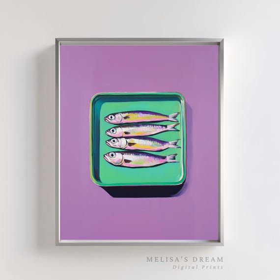Colorful Fish Pop Tray Poster, Kitchen Seafood Decor