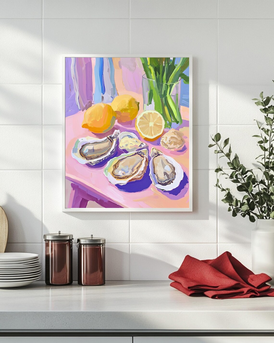 Oyster Art Print With Lemons, Coastal Kitchen Decor - Image 3