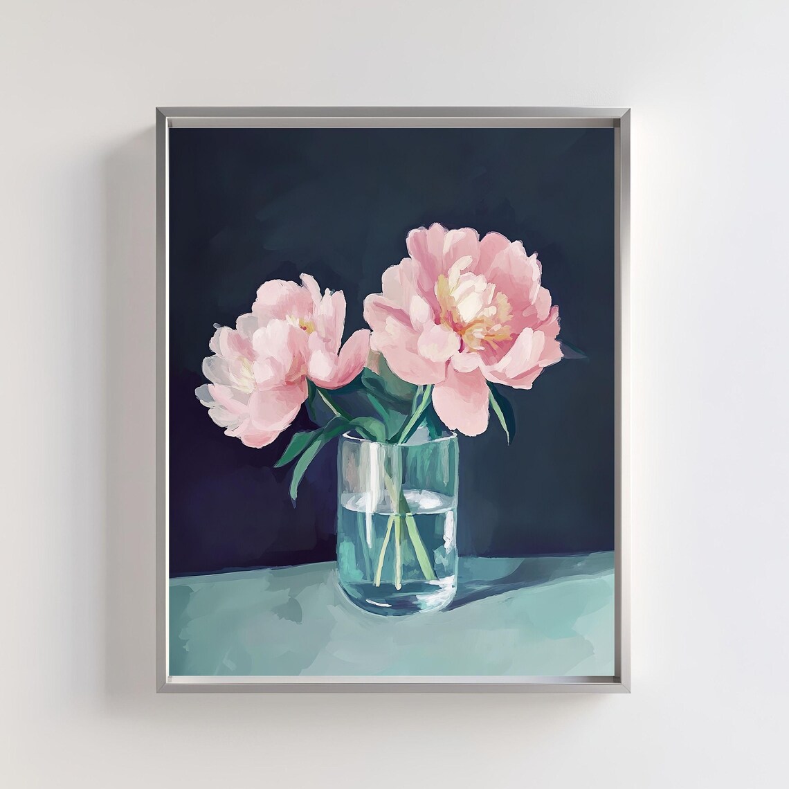 Pink Peonies, Minimalist Floral With Vase Art