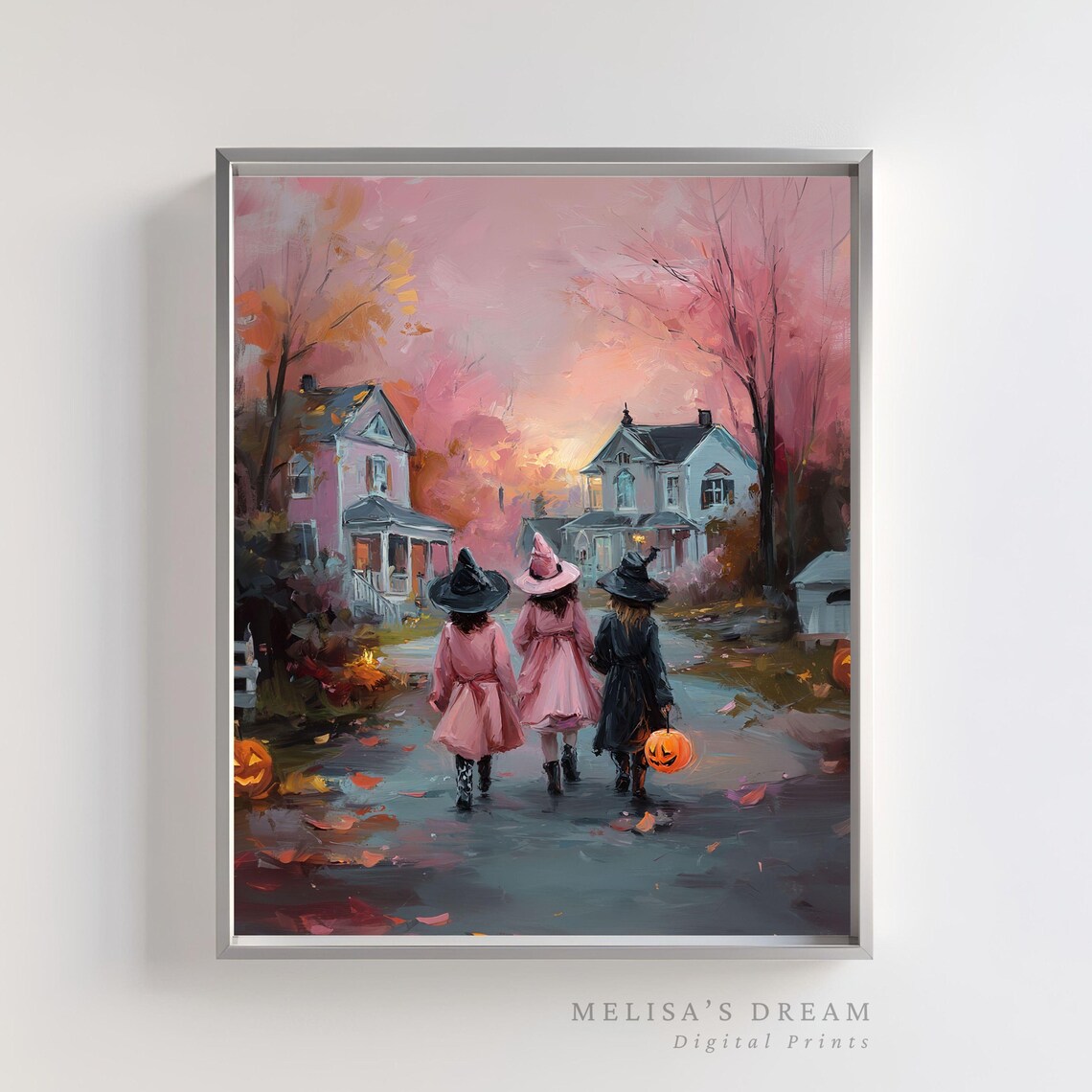 Halloween Witch Trio Vintage Spooky Art Print