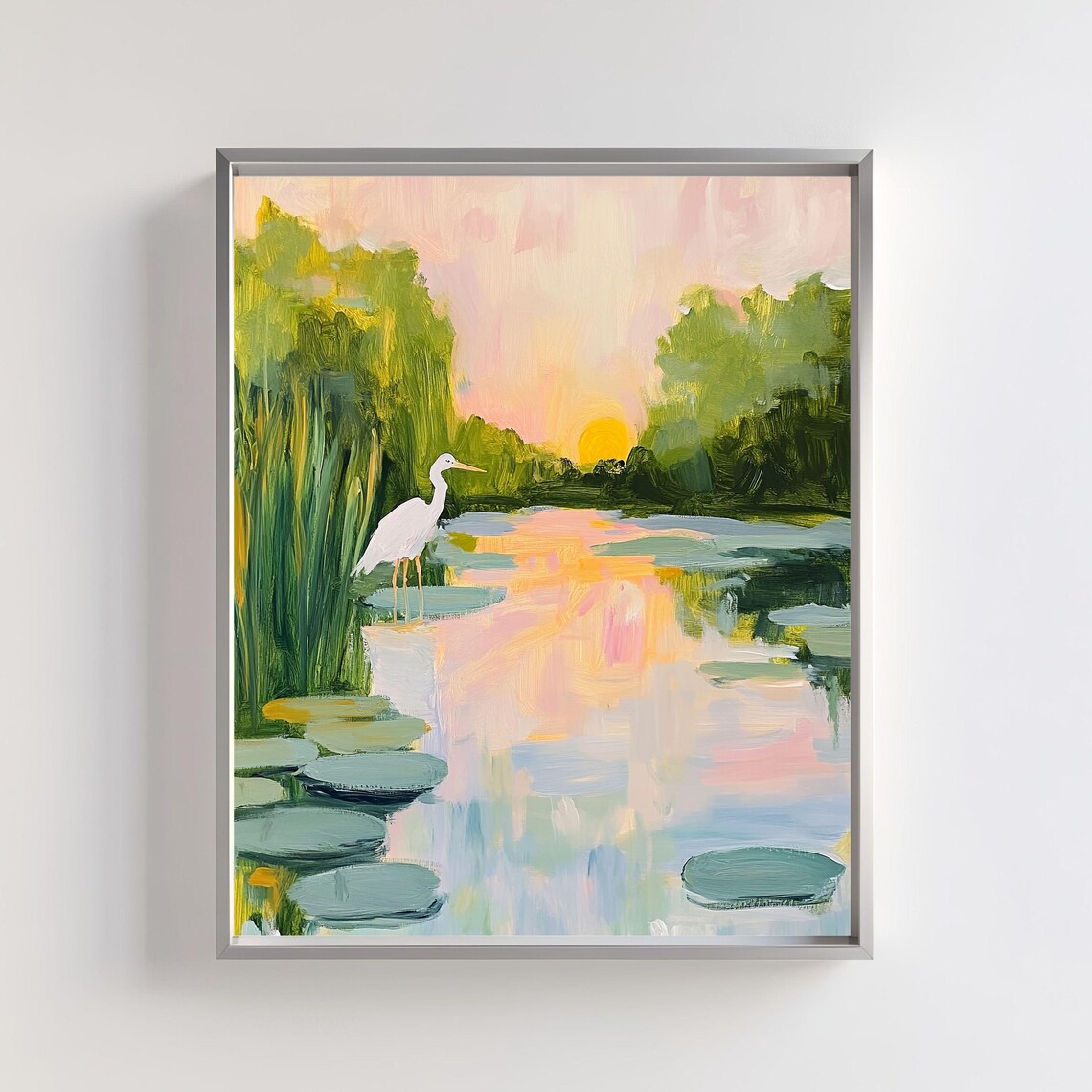 Sunset Aesthetics Coastal Abstract Marsh Painting