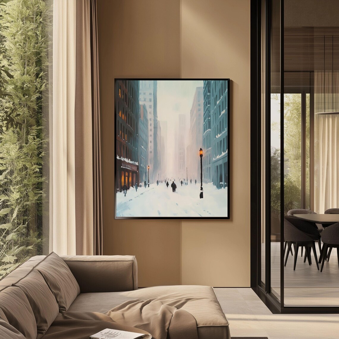 Winter Cityscape, Snowy Urban Street Scene Art Print - Image 5