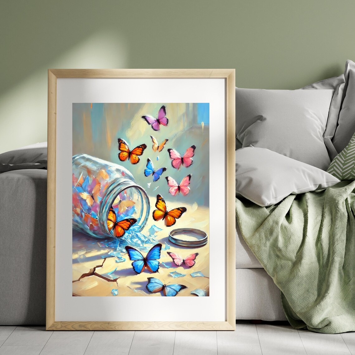 Butterflies Escaping From Glass Jar Colorful Nature Art Poster - Image 2