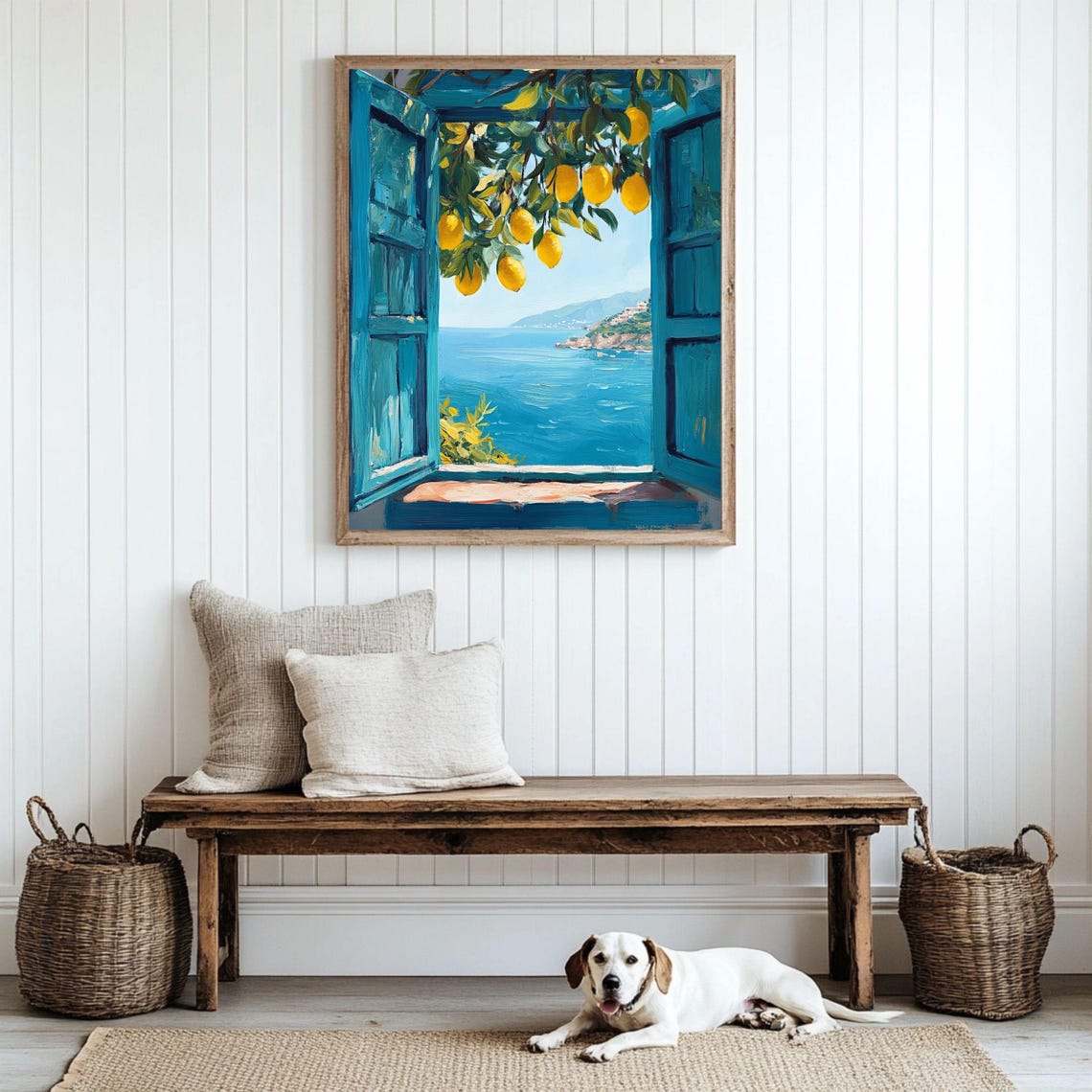 Mediterranean Window View Coastal Lemon Tree Poster - Image 5