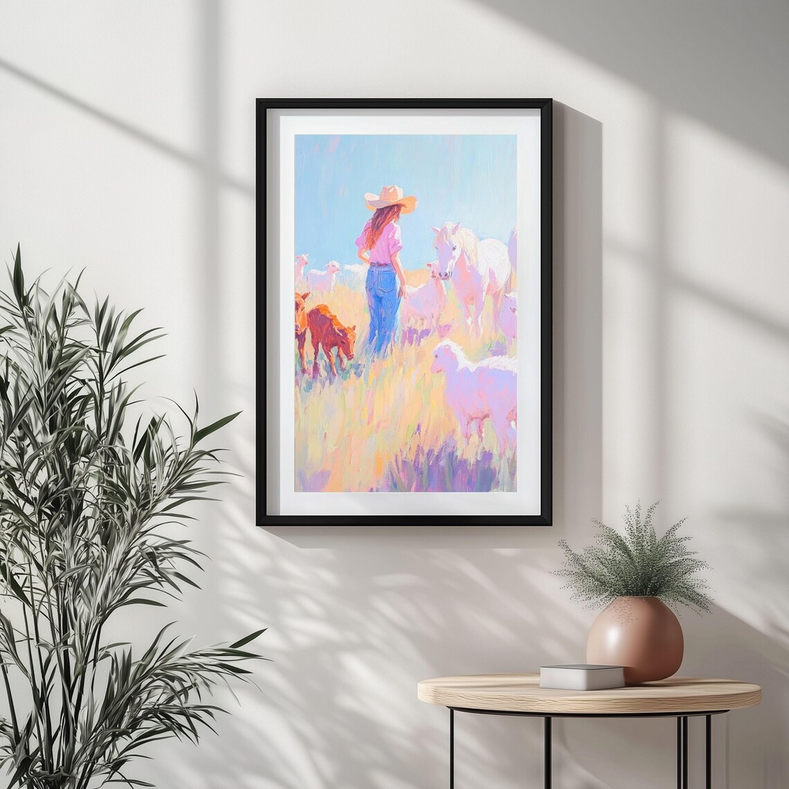 Pastoral Western Cowgirl and Horses Art Print - Image 3