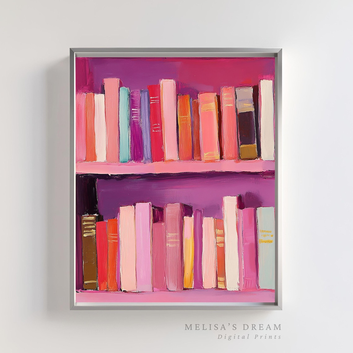 Pink Bookshelf Cozy Library Reading Nook Book Lover Gift Poster