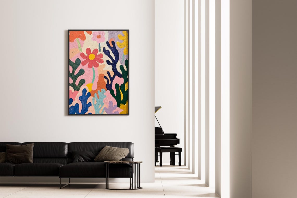 Vibrant Colorful Abstract Floral Garden Impasto Painting Wall Art - Image 4