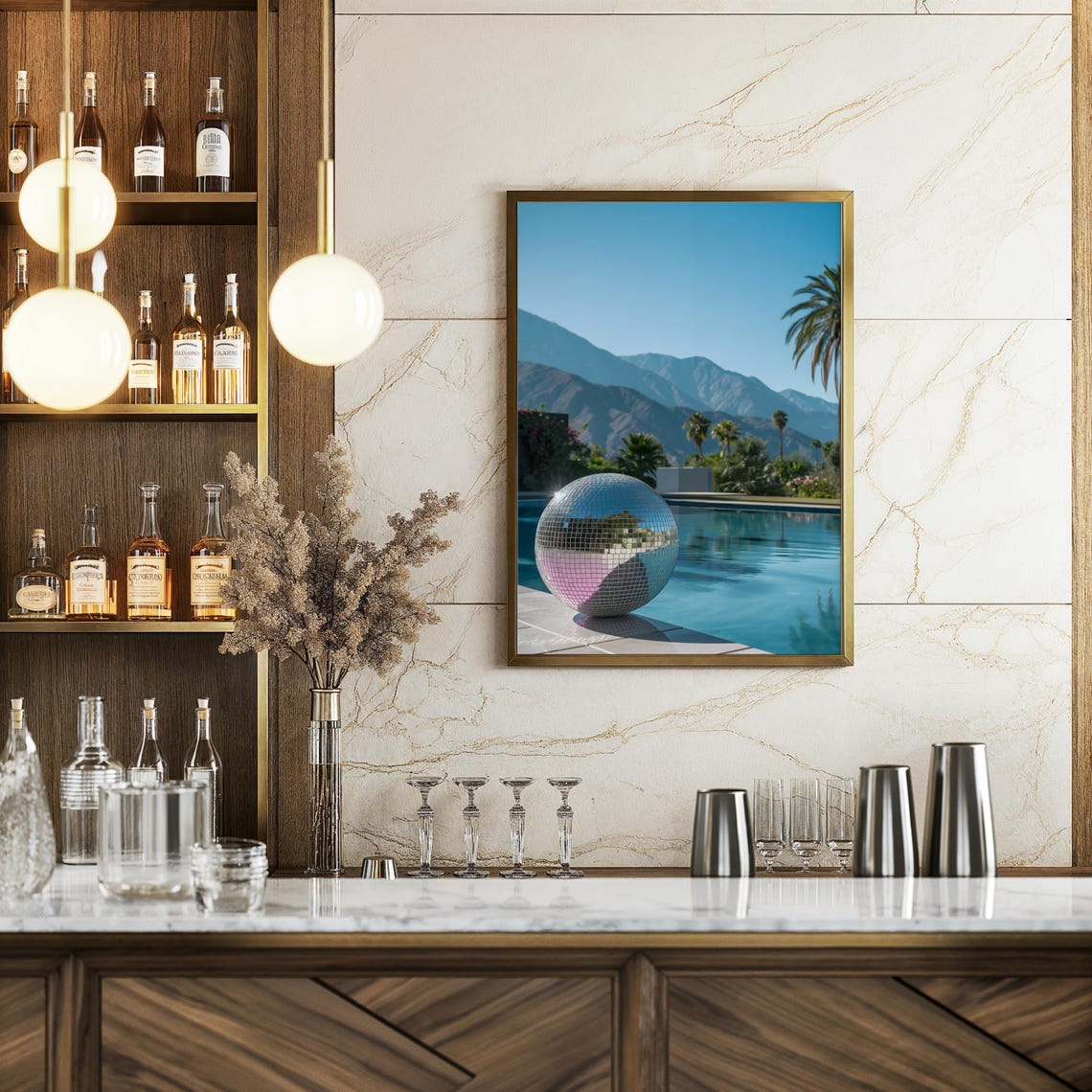 Disco Ball At A Mountain View Pool On A Bright Blue Day Poster - Image 2