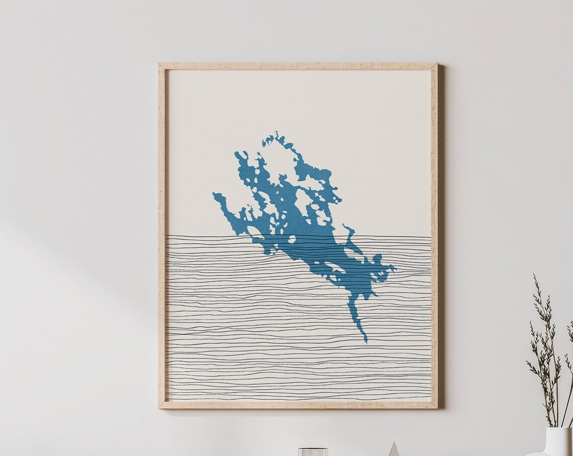 Lake Winnipesaukee Minimalist Boho Lake Map New Hampshire Poster