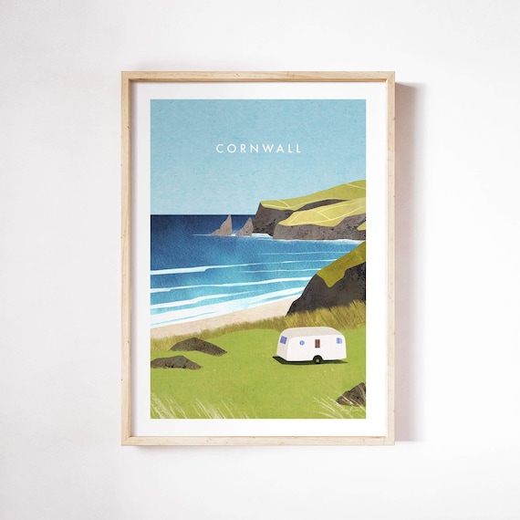 Cornwall Caravan Travel Poster, Henry Rivers