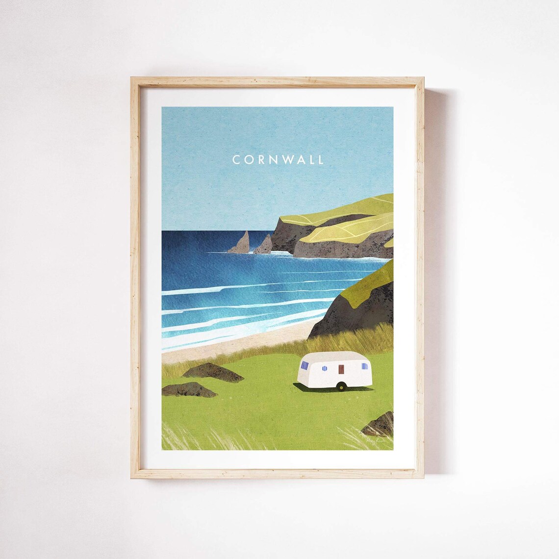 Cornwall Caravan Travel Poster, Henry Rivers