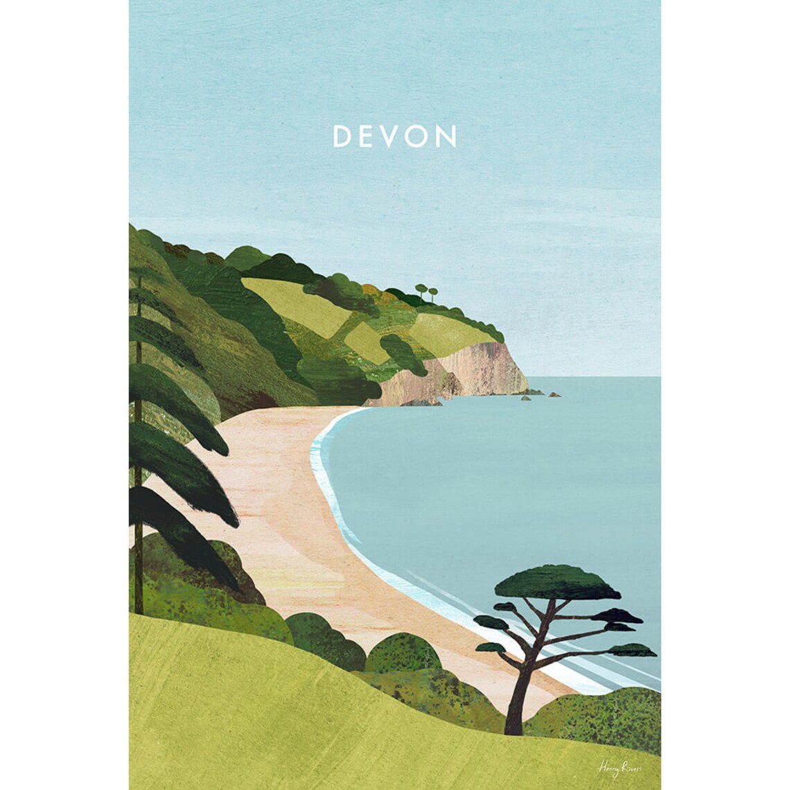 Devon Blackpool Sands Travel Poster, Coastal Art Print - Image 3