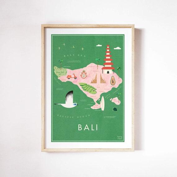 Bali Illustrated Map Art Print, Henry Rivers