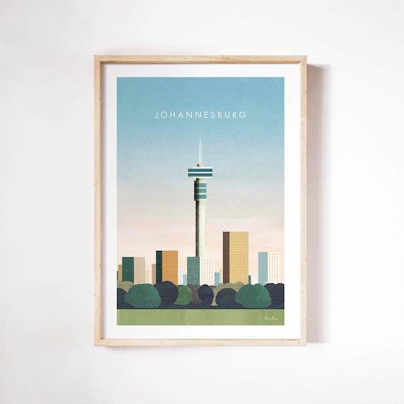 Johannesburg South Africa Travel Poster, Henry Rivers