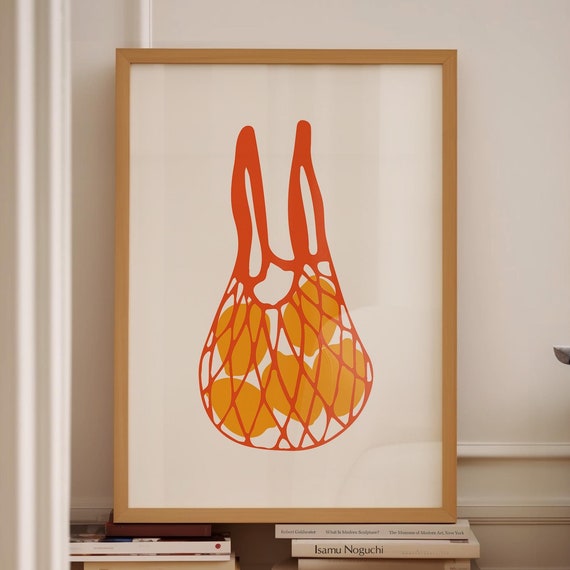 Bag Of Lemons Illustration Fruit Kitchen Wall Art Lemon Art Print Fruit Wall Art Simple Kitchen Wall Poster