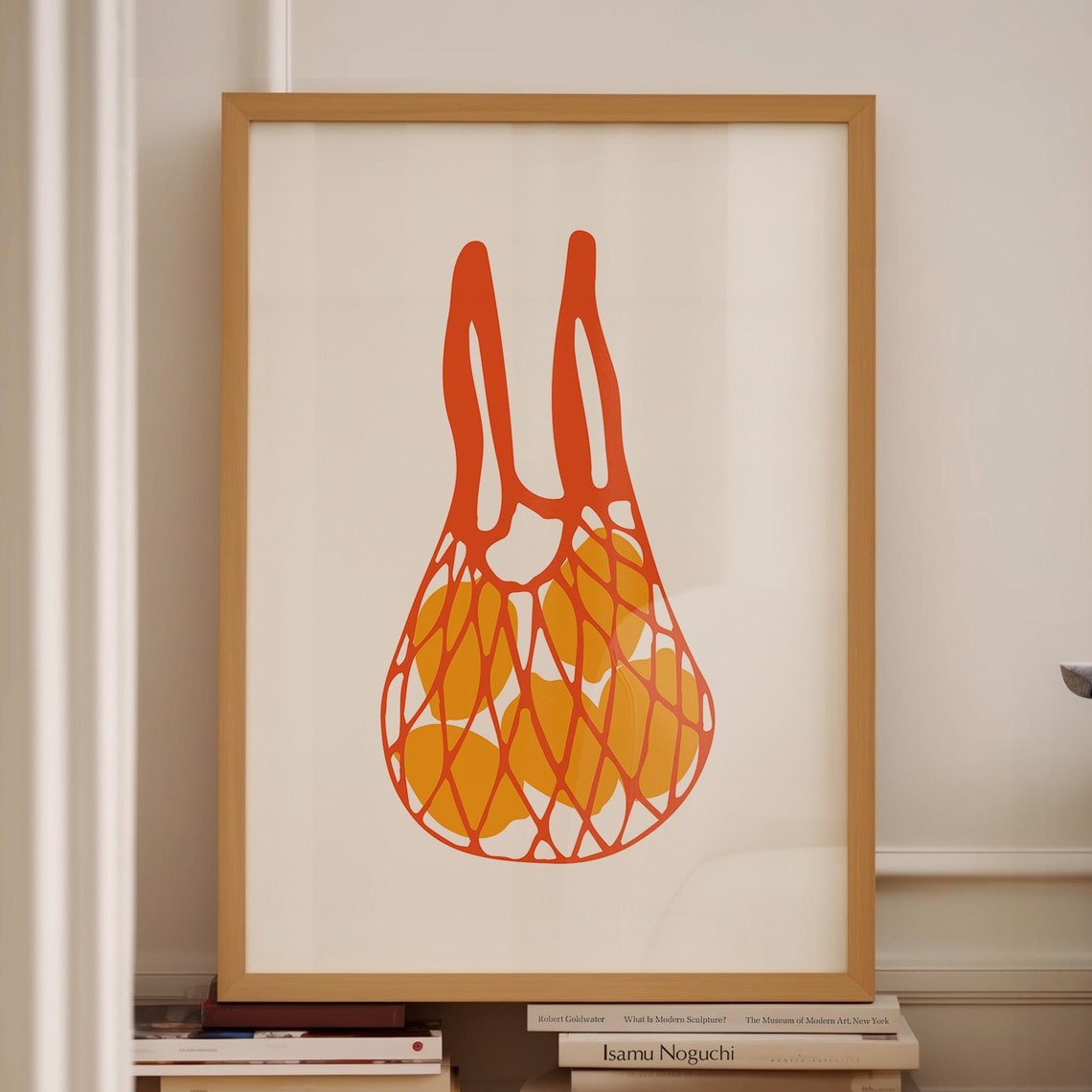 Bag of Lemons Mesh Grocery Tote Minimalist Kitchen Fruit Print