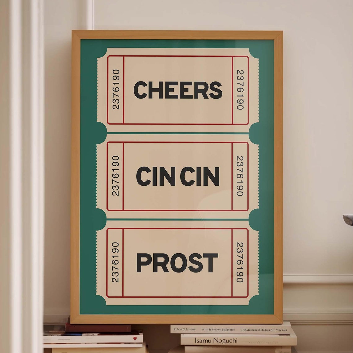 Cheers Cin Cin Prost Vintage Ticket Stub Poster for Home Bar Decor