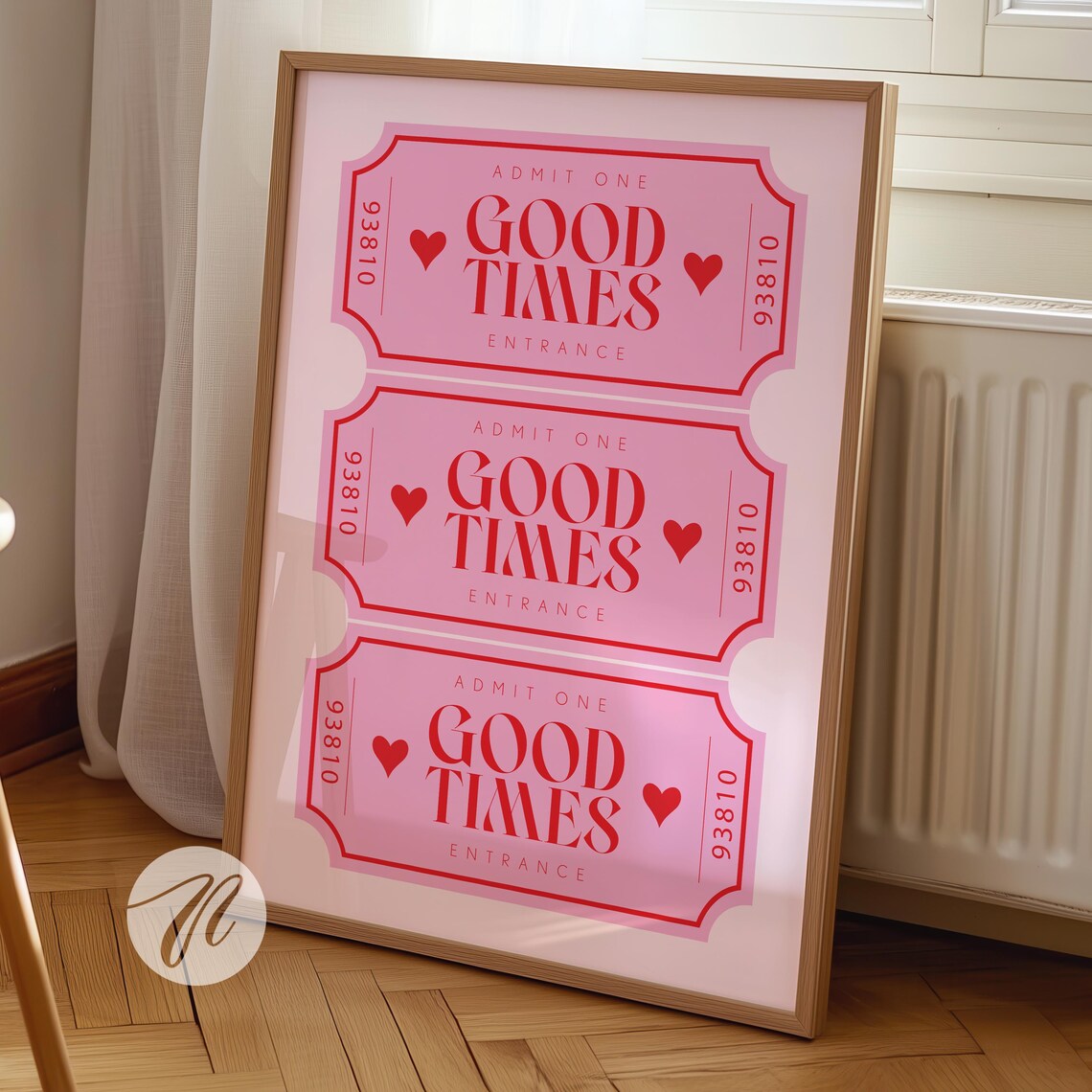 Good Times Ticket Bar Cart Cocktail Poster, Preppy Y2K