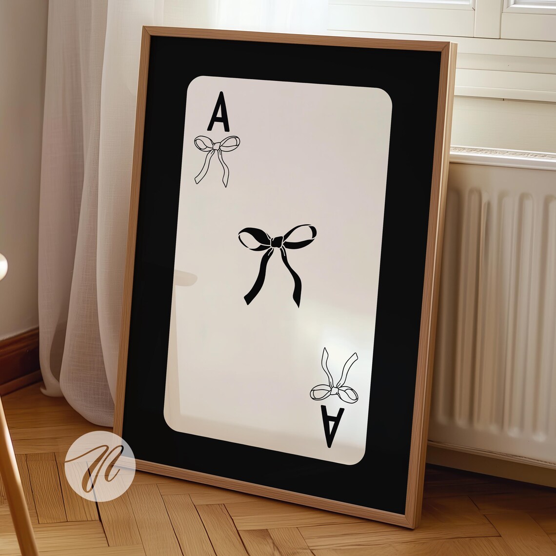 Ace of Spades Card Black Bow Coquette Chic Fashion Decor Poster