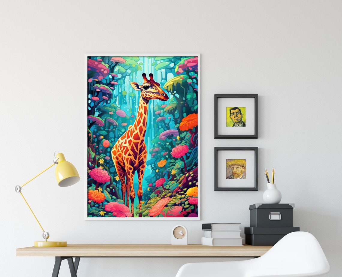 Hallucinogenic Giraffe Art Print Poster Painting Museum Quality Giclee Home Wall Dcor - Image 4