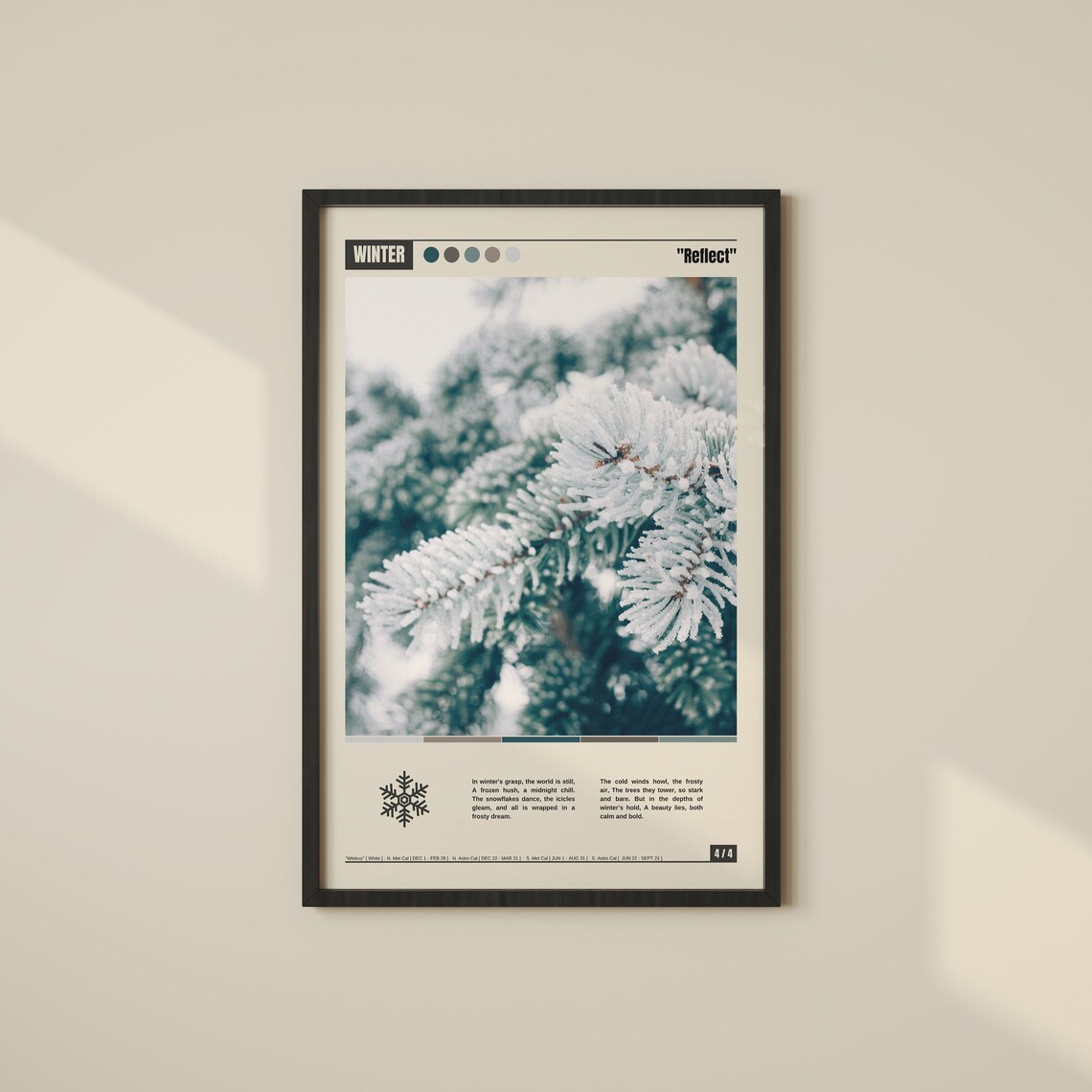 Winter Frosted Pine Branches Reflect Seasonal Photography Poster