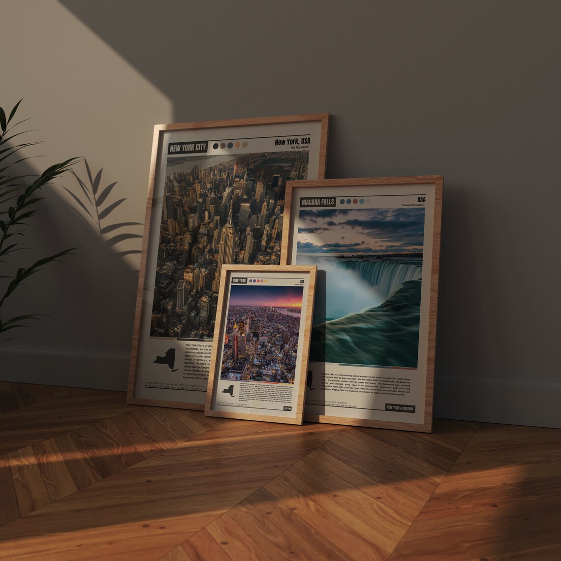 New York Empire State Manhattan Skyline Sunset Aerial View Poster - Image 4