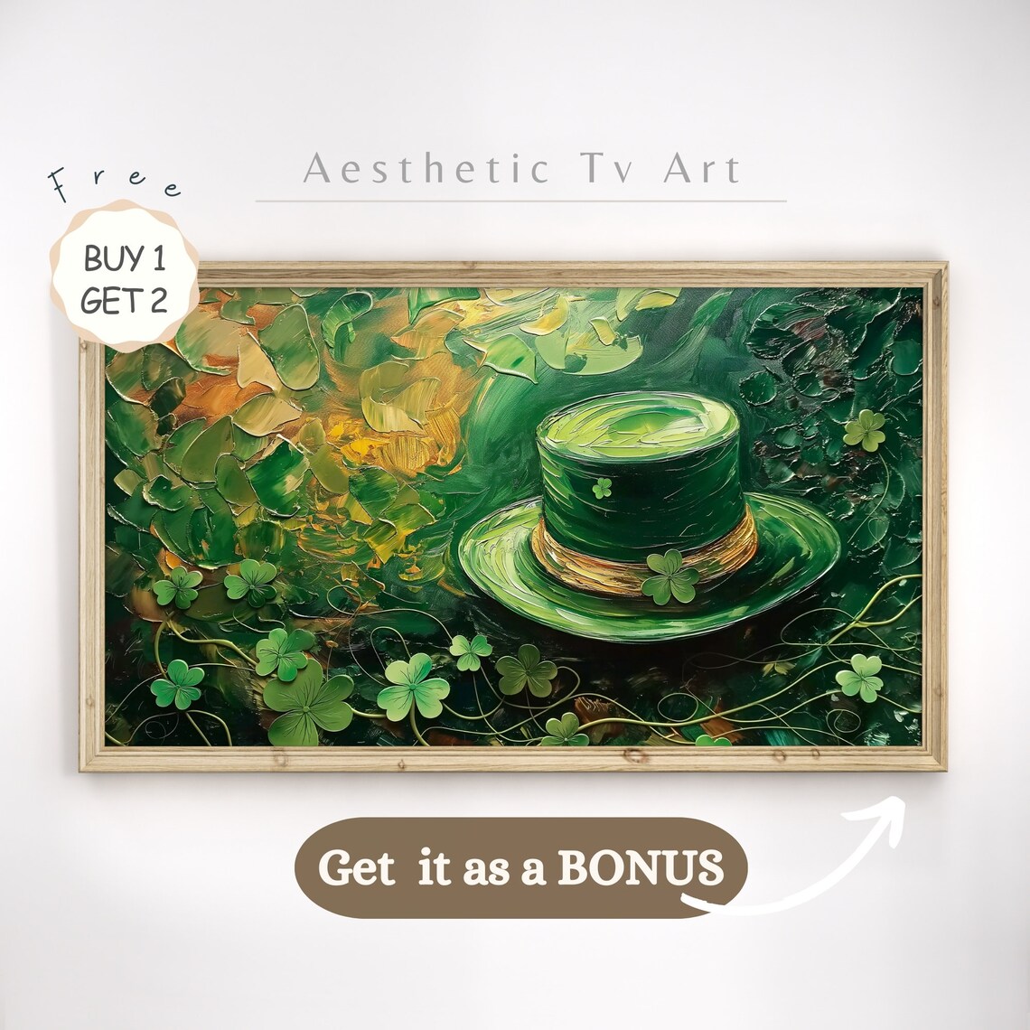 St Patricks Day Rainbow Pot Of Gold Coins Shamrock Oil Poster - Image 2