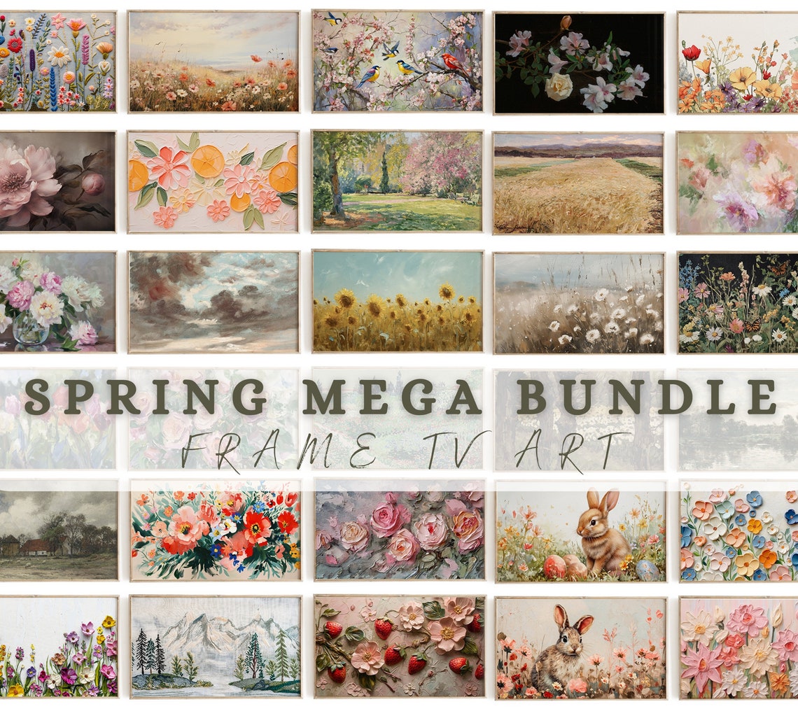 Spring Mega Bundle 60 Floral Art Files Collection Digital Poster