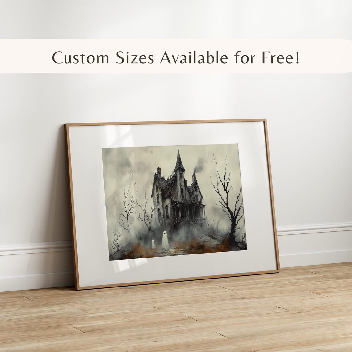 Cute Ghosts Halloween Wall Art Spooky Haunted House Decor Vintage Halloween Print Halloween Decor - Image 3