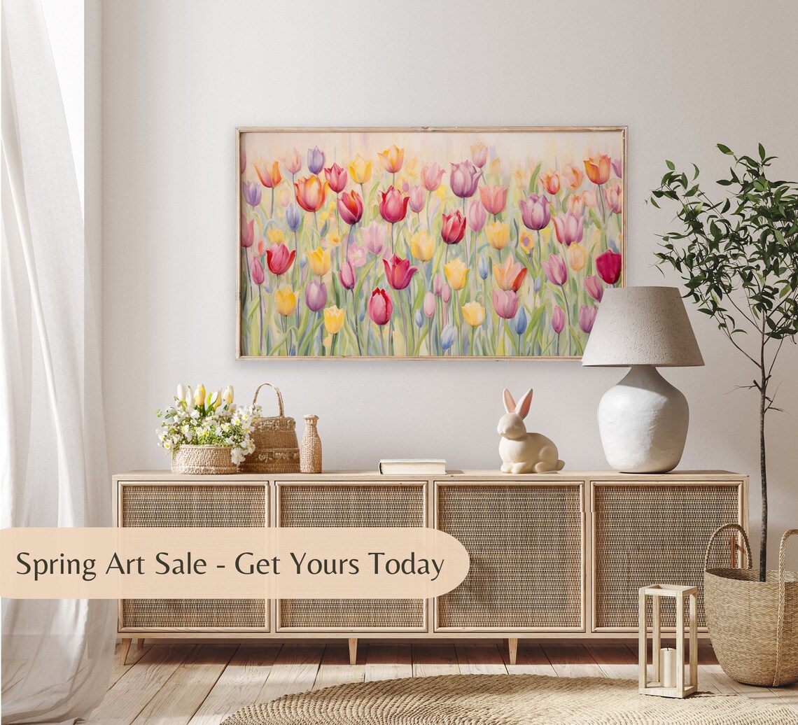 Rainbow Tulip Garden Red Purple Yellow Blooms Colorful Poster - Image 3