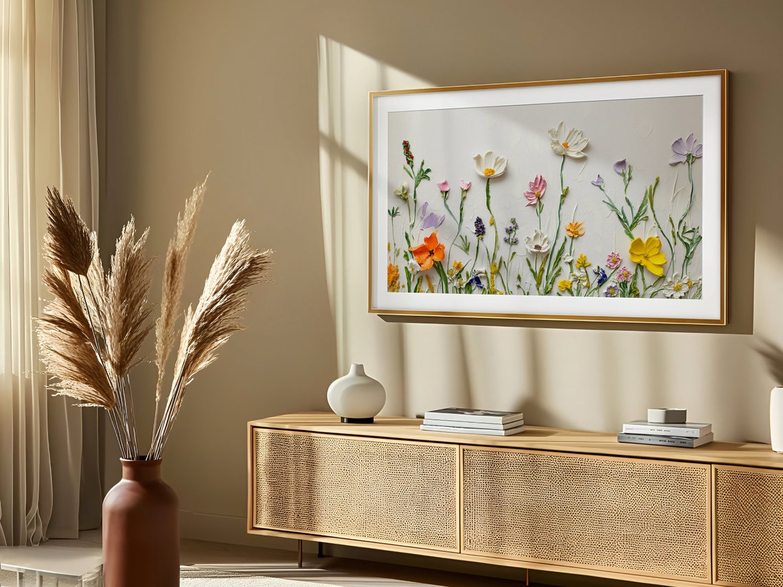 Minimalist White Impasto Wildflowers Delicate Spring Art Poster - Image 3