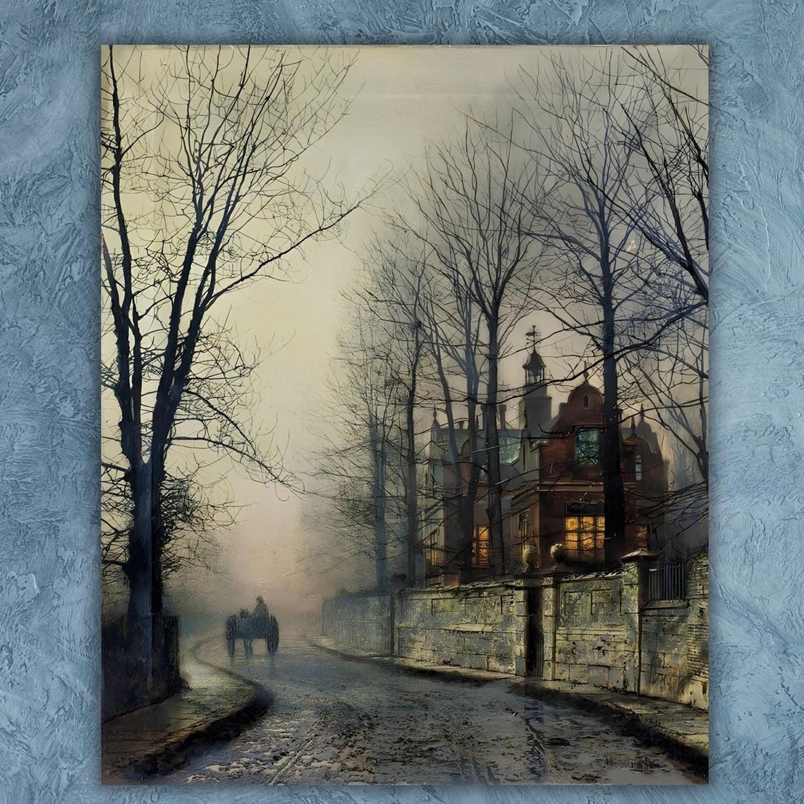 Atkinson Grimshaw Moonlit Victorian Lane Golden Dusk Scene Art Poster