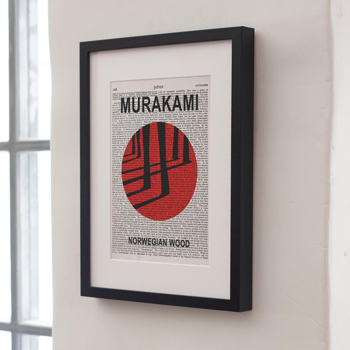 Haruki Murakami Norwegian Wood Red Circle Minimalist Dictionary Art Poster - Image 3