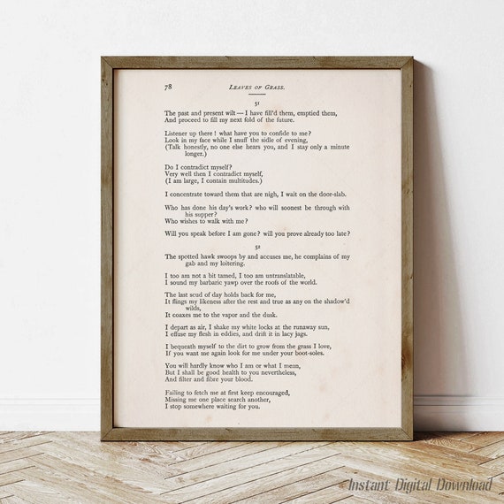 Song of Myself by Walt Whitman, 1881 Edition Print