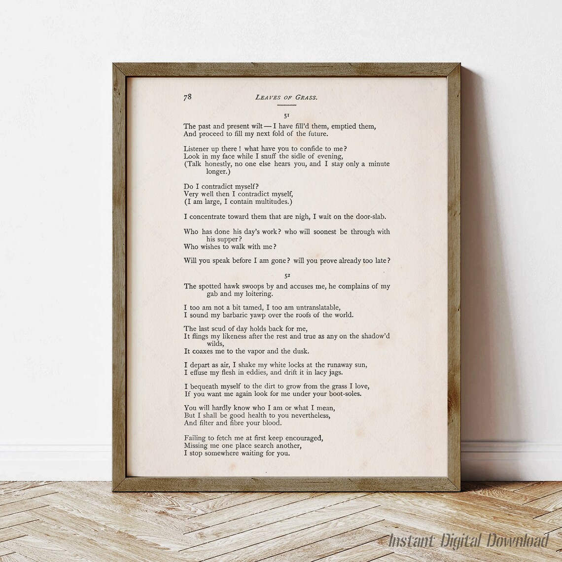 Song of Myself by Walt Whitman, 1881 Edition Print